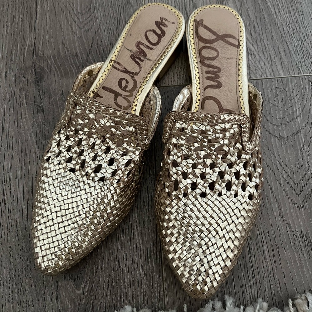 Gold Sam Edelman mules